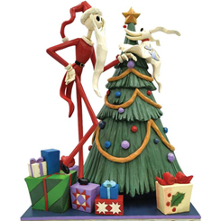 Figura de Santa Jack y Zero en el árbol de Navidad basada en la película de Pesadilla Antes de Navidad, con una altura aproximada de 25 cm., se ha mezclado la magia de las figuras de Walt Disney