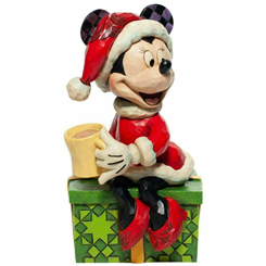 Figura de Santa  Minnie Mouse de Walt Disney titulada Minnie Mouse Santa con tacita con chocolate, el artista Jim Shore ha elaborado esta figura de Navidad con unos 15,5 cm.,