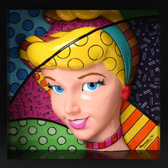 Deslumbrante Pop Art Block de La Cenicienta realizado por el pintor y escultor Romero Britto. Este cuadro tiene una dimensión aproximada de 18 x 18 cm.