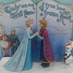 Figura del cuento de Anna y Elsa basada en el clásico de Walt Disney “Frozen”, con aproximadamente 15 cm., de altura. Para realizar esta figura se ha mezclado la magia de las figuras de Walt Disney con el arte Heartwood Creek realizado por Jim Shore.