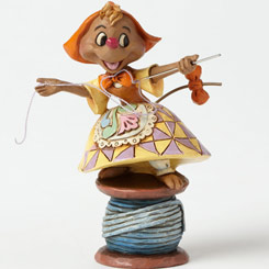 Figura de la ratoncita Suzy sobre un carrete de hilo basada en la película de La Cenicienta, con unas medidas aproximadas de 10,5 x 5 x 7 cm., se ha mezclado la magia de las figuras de Walt Disney con el arte Heartwood Creek.
