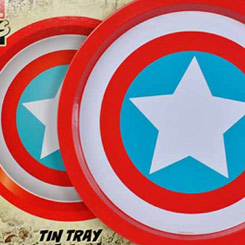 Preciosa bandeja con la forma del Escudo del Capitán América basado en el comic de Marvel.