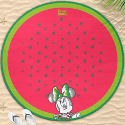 Toalla Minnie Mouse basada en el popular personaje de Walt Disney. Tus días de playa y piscina no serán lo mismo con esta preciosa toalla con la forma de rodaja de sandia con las pepitas con formas muy Disney, 