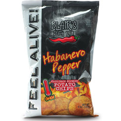 ¿Estás preparado/a  para un sabor intenso? Entonces tienes que probar estas patatas fritas con un espectacular sabor a exquisito Jalapeños Habaneros. Las Blairs Death Rain Habanero..