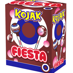 Caja de 100 unidades de Kojak de Cola. Disfruta de los famosos Kojak Cola, el caramelo más entrañable de la casa Fiesta, con un delicioso e inigualable sabor a cola.
