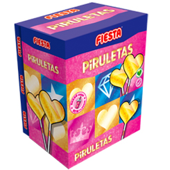 Caja de 80 unidades de las deliciosas Piruletas con forma de Corazón Gold y sabor a Cereza de la casa Fiesta. La piruleta original que todo el mundo conoce. Con el irresistible sabor de vainilla y fresa. 