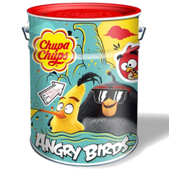 Lata de 150 unidades de los famosos Chupa Chups Edición Limitada Angry Birds. Disfrutas horas y horas con esta lata, o el complemento perfecto para cumpleaños o una dura sesión gamer. 