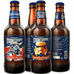 Pack compuesto por una cerveza Stormtrooper Galactic y una cerveza Lightspeed Pilsner creadas para homenajear a la saga de Star Wars.