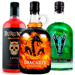 Pack Trio de Fuegos, compuesto por una botella de Fuego Valyrio, una botella de Burunda y una botella de Dracarys Fire, el pack perfecto para amantes de Juego de Tronos y los Dragones. 