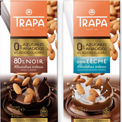 Pack compuesto por 2 tabletas Intenso leche almendra sin azúcar y 2 tabletas Intenso 80% almendra sin azúcar. Este pack compuesto por 2 deliciosas tabletas de chocolate negro con almendras sin azúcares añadidos de 175g.