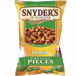 Deliciosos trocitos de Pretzels (galletitas saladas) con un espectacular sabor a Jalapeño.