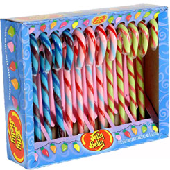 Caja de Jelly Belly Candy Canes Blue Pack de 170 gr., compuesta por 12 bastoncitos navideños de caramelo, ideales para celebrar la Navidad de la manera más dulce.
