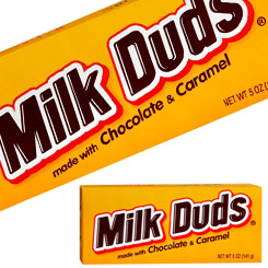 Pack compuesto por 2 paquetes de Hershey Milk Duds 52gr. Los Milk Duds son bolitas de caramelo cubiertas de delicioso chocolate.