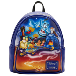 Mini Mochila Aladdin 30 Aniversario. Las mini mochilas de Loungefly son el accesorio necesario para darle ese toque especial a tu look de cada día. Están diseñadas con los personajes
