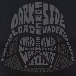 Camiseta Oficial con la reconstrucción un casco de Darth Vader a partir de textos utilizados en la popular saga “Star Wars” de George Lucas.