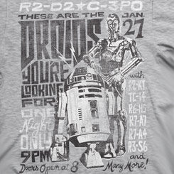Camiseta Oficial "Estos no son los androides que estáis buscando" basado en la popular saga “Star Wars” de George Lucas. Producto Oficial Star Wars T-Shirt Droids Night.