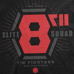 Camiseta Oficial "Elite 8 Squad Tie Fighters" basado en la popular saga “Star Wars” de George Lucas.