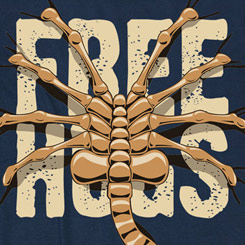 Camiseta con el texto "Free Hugs" basado en la saga de las películas de Alien dirigida por Ridley Scott.