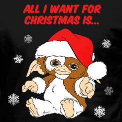 Camiseta "All I Want for Christmas Is Gizmo" basada en la película de los Gremlins. Disfruta con está camiseta y recuerda las reglas de no mojarlo, no exponerlo a luz intensa (la del Sol lo mataría) y nunca darle de comer después de medianoche.. 