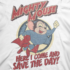 Camiseta con la imagen de Mighty Mouse - Save The Day basada en la serie de dibujos El Súper Ratón del estudio Terrytoons. Revive las aventuras de todo un clásico de la animación con esta camiseta de estilo retro.