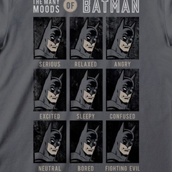 Camiseta oficial de Many Moods Of Batman basada en el popular personaje de DC Comics. Esta preciosa camiseta basada en el personaje de Batman, está realizada en 100% Algodón,