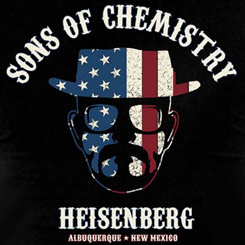 Camiseta Sons of Chemistry - Heisenberg. Disfruta con esta camiseta de Breaking Bad considerada como una de las mejores series televisivas de todos los tiempos.