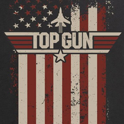 Camiseta con el emblema de la famosa película Top Gun: Ídolos del aire del año 1986 interpretada por Tom Cruise y dirigida por Tony Scott. La Camiseta por la parte delantera tiene el emblema de Top Gun,