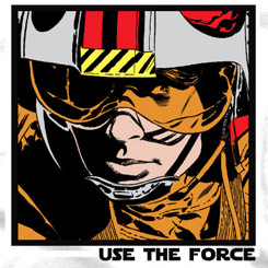 Camiseta con la imagen de Luke Skywalker y el texto Use The Force. La camiseta está basada en la popular saga de George Lucas “Star Wars”. 
