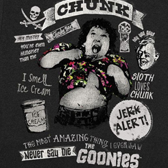 Camiseta Chunk Truffle Shuffle basada en la película de The Goonies producto oficial de Warner. Disfruta con esta camiseta de una de los iconos del cine de los años 80, 