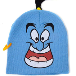 Réplica oficial del gorro con el motivo del Genio basado en el popular personaje de la película de Disney Aladdin. Realizado en 100% acrílico con unas dimensiones aproximadas de 23 x 22 cm,