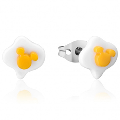 Divertidos pendientes oficiales con la forma de un huevo frito con la silueta de Mickey Mouse. Estos preciosos pendientes están fabricados en acero inoxidable y tiene unas dimensión aproximada de 11 mm.