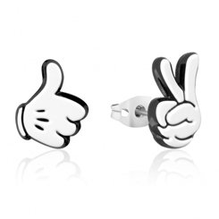 Pendientes oficiales de los famosos guantes de Mickey Mouse. Disfruta de estos pendientes tan cuquis realizados en acero quirúrgico y tienen unas dimensiones de 11 mm.