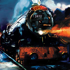 Precioso lienzo realizado en tela sobre un marco de madera del famoso Hogwarts Express basado en la saga de Harry Potter, el lienzo tiene un tamaño aproximado de 60 x 80 cm.,