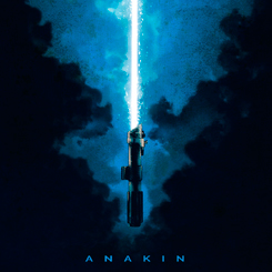 Épico Póster realizado en metal del Sable de Luz de Anakin Skywalker, el Póster tiene un tamaño aproximado de 45 x 32 cm., decora tu espacio preferido con un toque futurista.