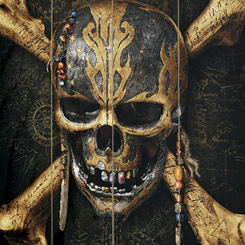 Épico Póster realizado en madera de la calavera de Piratas del Caribe: La venganza de Salazar, el Póster tiene un tamaño aproximado de 40 x 60 cm., 