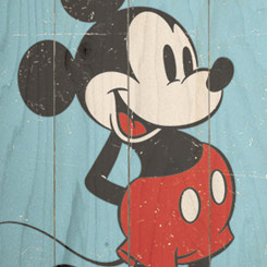 Precioso Póster realizado en madera de Mickey Mouse Retro, el Póster tiene un tamaño aproximado de 40 x 60 cm., decora tu espacio preferido con un toque retro.