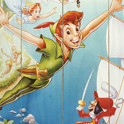 Mágico Póster realizado en madera de Peter Pan, el Póster tiene un tamaño aproximado de 40 x 60 cm., decora tu espacio preferido con un toque retro.