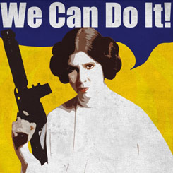 Espectacular Póster realizado en metal de la Princesa Leia Organa con la famosa frase "WE CAN DO IT", el Póster tiene un tamaño aproximado de 45 x 32 cm., 