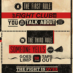 La primera regla del Club de la Lucha es: Nadie habla sobre el Club de la Lucha. Ahora podremos tener las Reglas de la Lucha con lienzo realizado en tela sobre un marco de madera de El Club de la Lucha.