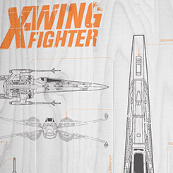 Precioso Póster realizado en madera del X-Wing Fighter, el Póster tiene un tamaño aproximado de 40 x 60 cm.,