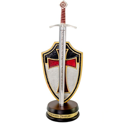 Magnífico y épico abrecartas de la espada en miniatura asociado a una de las Órdenes militares más conocidas de todos los tiempos, Los Caballeros Templarios.
