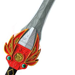 Espada Mighty Morphin Power Rangers Lightning Collection Red Ranger Power Sword. Un artículo premium coleccionable de Power Rangers para juego de rol o Cosplay, con sonidos y luces activadas por el tacto.