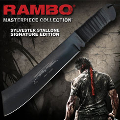 Replica original del cuchillo Sylvester Stallone en Rambo IV, incluye certificado y vaina, realizado en acero 1060.