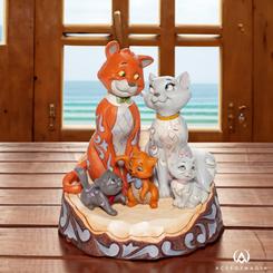 Deslumbrante figura en forma de Madera Tallada de Los Aristogatos de la película de 1970 realizada por Walt Disney “Los Aristogatos” diseñada por el artista Jim Shore, la figura está realizada en poliresin