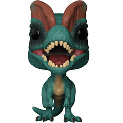 Figura del Dilophosaurus edición Persecución realizada en vinilo perteneciente a la línea Pop! de Funko. La figura tiene una altura aproximada de 9 cm., y está basada en la saga de películas de Jurassic Park