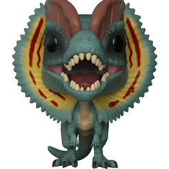Figura del Dilophosaurus realizada en vinilo perteneciente a la línea Pop! de Funko. La figura tiene una altura aproximada de 9 cm., y está basada en la saga de películas de Jurassic Park.