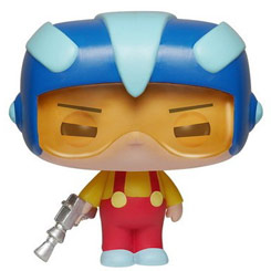 Figura Ray Gun Stewie realizada en vinilo perteneciente a la línea Pop! de Funko. La figura tiene una altura aproximada de 10 cm., y está basada en la serie de televisión Family Guy.