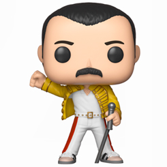 Figura de Freddy Mercury Wembley 1986 realizada en vinilo perteneciente a la línea Pop! de Funko. La figura tiene una altura aproximada de 10 cm., y está basada en el famoso grupo Queen.