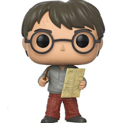 Figura de Harry Potter con el mapa del Merodeador realizada en vinilo perteneciente a la línea Pop! de Funko. La figura tiene una altura aproximada de 9 cm., y está basada en la saga de películas de Harry Potter.