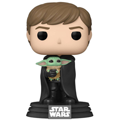 Tierna figura de Luke con Child realizada en vinilo perteneciente a la línea Pop! de Funko. La figura tiene una altura aproximada de 10 cm., y está basada en la serie The Mandalorian de la factoría Disney.